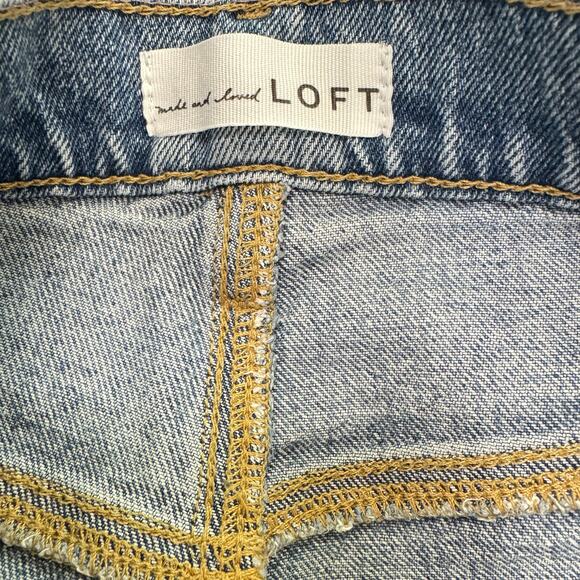 Loft Women's Blue Distressed High Rise Cotton The 90s Straight Jeans Size 26/2 - Picture 7 of 12